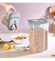 Erzak Gıda Makarna Mercimek Bakliyat Saklama Kabı Kolay Kullanım 3600 ml Bej