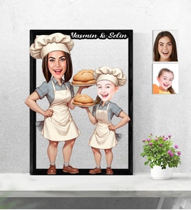 Kişiye Özel 3D  Ahşap Tablo Anne Kız Kombin - Anneler Günü 30x40 -33