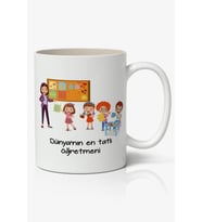 Dünyanın En İyi Öğretmeni Temalı Beyaz Kupa Bardak Öğretmenler Günü Hediyelik 24 Kasım