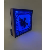 Kişiye Özel Işıklı Ahşap Dekoratif Gece Lambası Mavi