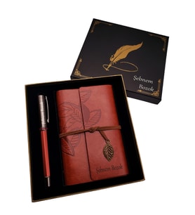 Kişiye Özel Metal Bordo Kalem Ve Deri Hatıra Defteri - İsme Özel Defter , İsme Özel Kalem & Hediyelik Kalem Defter Seti / Kişiye Özel Hediyelik Set