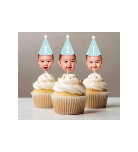 10 Adet Doğum Günü Pasta Süsü Cupcake Fotoğraflı Süs Fotoğraflı Kürdan Süsü