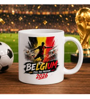 BK Gift Belçika Taraftar Temalı 2026 Dünya Kupası Tasarımlı Siyah Joyful Kupa Bardak