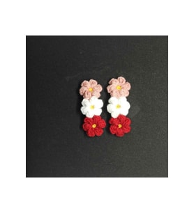 Üç Çiçek Şık Tasarım Amigurumi 2 Li Toka Seti KIRMIZI Tek Ebat