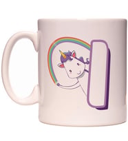 i Harfi Unicorn Boynuzlu At Tasarım Renkli Harfli Kupa Bardak