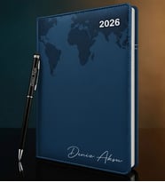BK Gift Kişiye Özel İsimli Termo Sert Kapak 2026 Lacivert Ajanda & Kalem -15, Öğretmenler Günü Hediyesi, Yeni İş Hediyesi