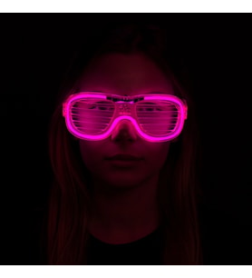 Mey İthalat® Pembe Led Işıklı Parti Gözlüğü - Neon Glow Şerit Gözlük 3 Modlu