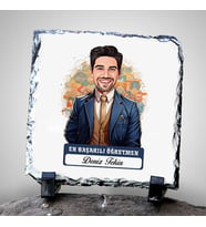 Kişiye Özel Hediye Karikatürlü En İyi Erkek Öğretmen Dekoratif Taş