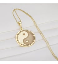 Minimalist Yin Yang Kolye 925K Gümüş (Gold)