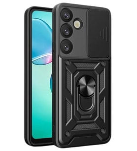 Newface Samsung Galaxy S25 Kılıf Pars Lens Yüzüklü Silikon - Siyah