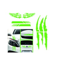 Monster Pençe Mega 3Lü Paket Dikiz-Kanat-Bagaj Oto Sticker Yeşil 30*12 Cm