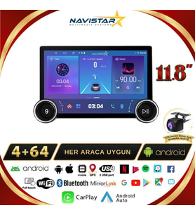 Seat ibiza 11.8" Dual Knob 4GB + 64GB 2008-2015 Model Android 13 Kablosuz Carplay Navigasyon Multimedya Sistemi