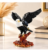 Kristal Taş İşlemeli Kartal Biblo 9 cm – Dekoratif Metal Kartal Heykeli Kırmızı, Siyah, Gümüş Renk Seçenekleri