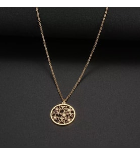 Kişiye Özel 925 Ayar Gümüş Kelebek ve Çiçekler Kolye (Gold)