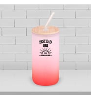 BK Gift İsimli Dad Tasarımlı Kırmızı Renk Pipetli Buzlu Cam Bardak 600ml - 7, Babaya Hediye, Doğum Günü Hediyesi