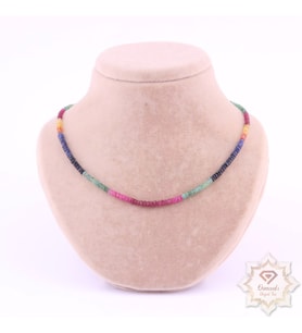 Doğal Taş Kolye-Yakut, Safir, Zümrüt M134