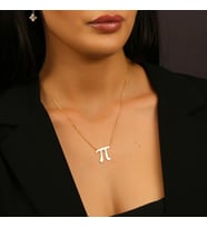 4 Ayar Gerçek Altın Kaplama Gümüş   Pİ Sembolü Kolye