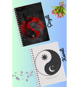 Yin yang defter seti 2 adet A4 boyutu 21*30 çizgili + kareli 60 syf