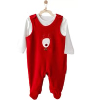 Happy Newyear Kadife Bebek Tulum Takım Red