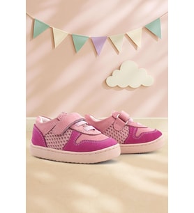 Rakerplus Bob Hakiki Deri Pembe Barefoot Cırtlı Lastikli Bebek Sneaker Ayakkabı