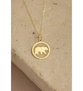 Kişiye Özel 925 Ayar Gümüş Minimal Ayı Figürlü Kolye (Gold)