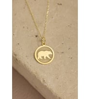 Kişiye Özel 925 Ayar Gümüş Minimal Ayı Figürlü Kolye (Gold)