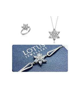 Lotus Çiçeği Kolye,bileklik Ve Yüzük Seti 925 Ayar Gümüş Set