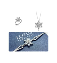 Lotus Çiçeği Kolye,bileklik Ve Yüzük Seti 925 Ayar Gümüş Set