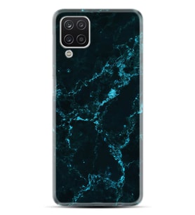 Kılıfland Samsung Galaxy A12 Kılıf Silikon Resimli Kapak Koyu Mavi Mermer Stok 1297