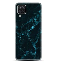 Kılıfland Samsung Galaxy A12 Kılıf Silikon Resimli Kapak Koyu Mavi Mermer Stok 1297