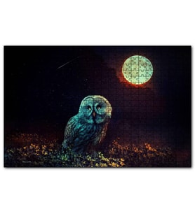 Cakapuzzle  DolunayOrman ve Baykuş Sürreal  Puzzle Yapboz MDF (Ahşap) (120 Parça)