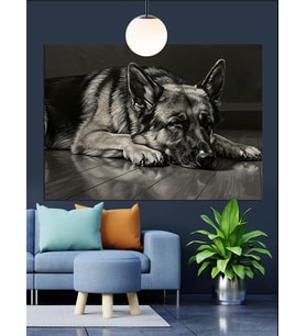 Uyuyan Köpek Yorgun Huzurlu Dekoratif Kanvas - Mdf Ahşap Tablo