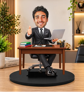 Kişiye Özel Yönetici Biblosu – Fotoğraftan 3D Karikatür İş Adamı Figürü, Patron ve Müdüre Özel Hediye, Dekoratif Ofis Masa Süsü