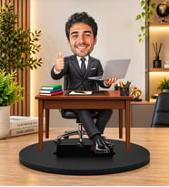 Kişiye Özel Yönetici Biblosu – Fotoğraftan 3D Karikatür İş Adamı Figürü, Patron ve Müdüre Özel Hediye, Dekoratif Ofis Masa Süsü
