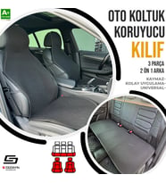 Oto Koltuk Koruyucu Kılıf Siyah Universal 2+1 Parça Ön Arka A+ Kalite