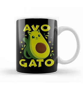 Cute & Funny Avogato Avocado Cat Pun Kupa Bardak Porselen