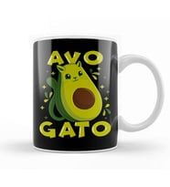 Cute & Funny Avogato Avocado Cat Pun Kupa Bardak Porselen
