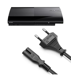 PS3 Süper Slim Güç Kablosu 1.5m Playstation 3 Süper Slim Kasa Uyumlu PS3 Kablo Yedek Parça (Siyah)