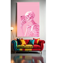 PEMBE İSKELET V1 Ev Duvar Salon Güzellik Salonu Ofis Dükkan Dekarasyon Kanvas Tablo (Çok Renkli)