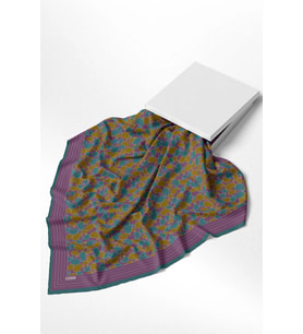 Belli Karma Desenli %100 Twill İpek Eşarp 4422D