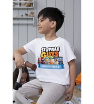 Stumble Guys Kişiye Özel İsim Yazılı Çocuk Tişört (Beyaz)