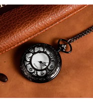 Valkyrie Vintage Retro Roma Rakamlı İşlemeli Cep Köstekli Saat Siyah