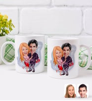 BK Gift Kişiye Özel Sevgililer Karikatürlü İkili Kupa Bardak-2