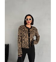 LEOPAR DESENLİ ŞARDONLU DÜĞMELİ  HIRKA