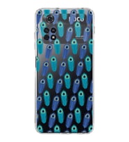 PrintiFy Poco M4 Pro 4G ile Uyumlu Nazar Boncuğu 4 Baskılı Kamera Korumalı Şeffaf Silikon Kılıf