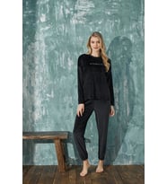 Kadın Önü Yazılı 13112-5 Kadife Pijama Takımı