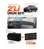 VOLKSWAGEN AMAROK (2009-2016) Uyumlu Torpido Örtüsü + Tay Tüyü Bagaj Çantası + Sticker Seti - Siyah