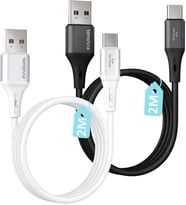USB A-Type C, 3.1A Hızlı Şarj Kablosu, REMORAX Wahoo (2Ad x 2Metre Beyaz ve Siyah)