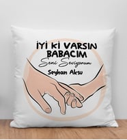 BK Gift Kişiye Özel İsimli Babalar Günü Tasarımlı Beyaz Kırlent Yastık-9, Babaya Hediye, Ev Dekorasyonu, Babalar Günü Hediyesi