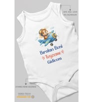 Bırakın beni teyzeme gideceğim Sıfır Kollu Bebek Zıbını %100 Pamuk